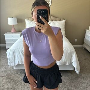 PURPLE TOP W SHOULDER PADS